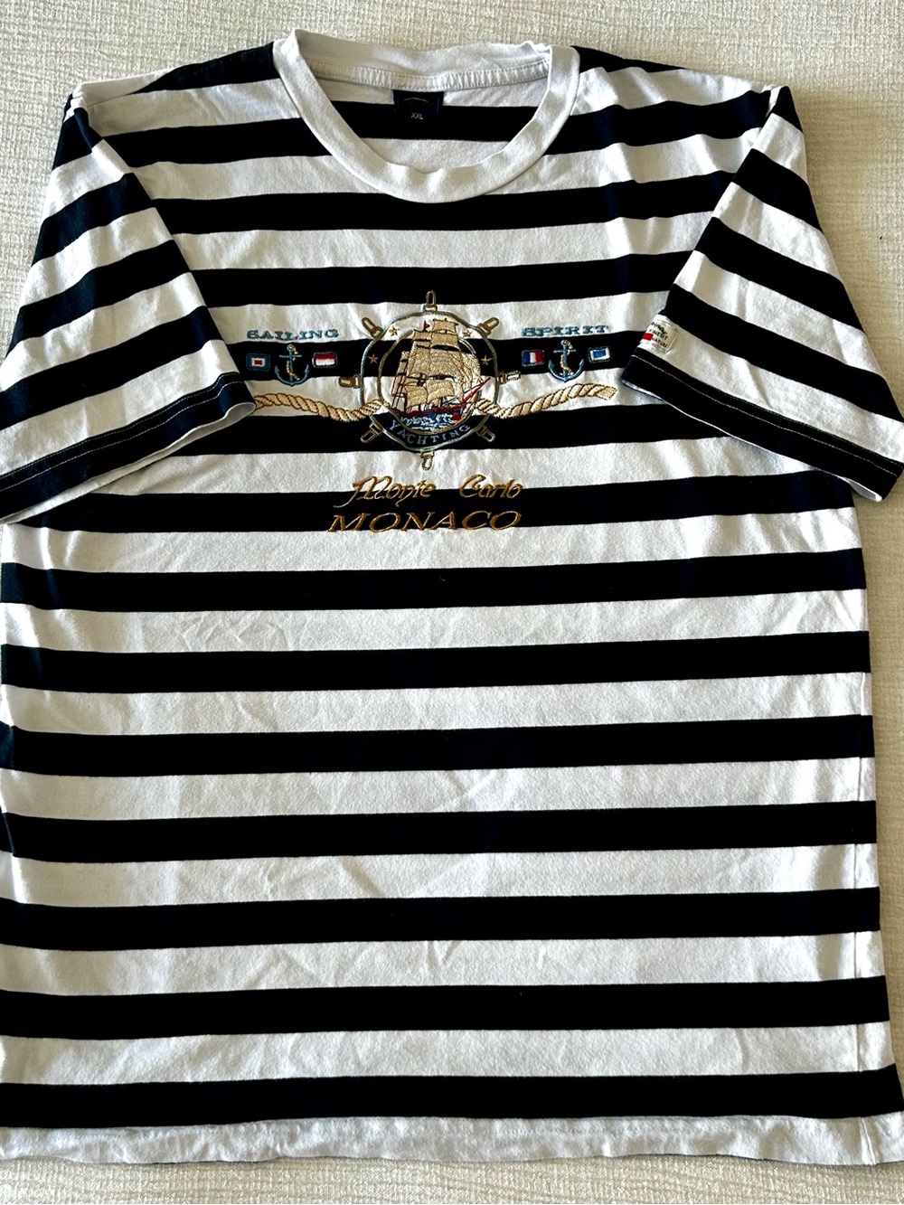 Vintage Stripe Tee with Monaco Nautical Embroidery